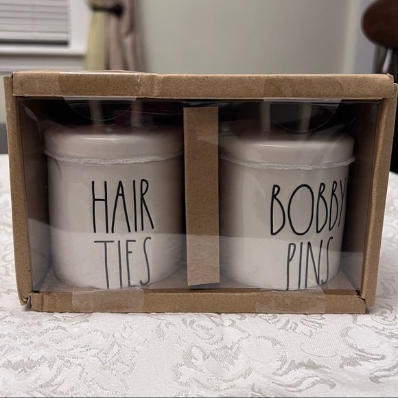 Rae Dunn Bath Nwt Rae Dunn Ceramic Hair Ties And Bobby Pins Jars